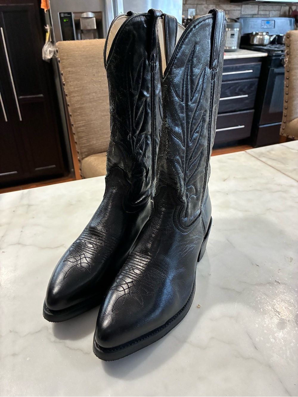 Lehigh Men's Black Patent Leather Western Safety Boots US 10D